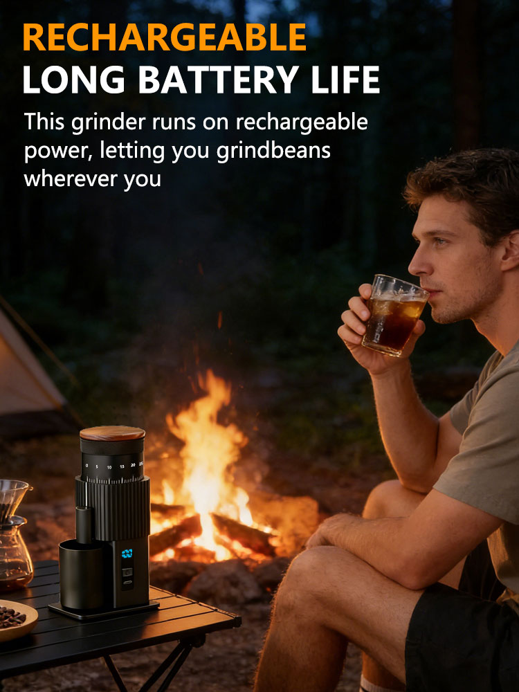 Burr Hand Grinder - Портативная электрическая кофемолка с регулируемыми шестизубчатыми