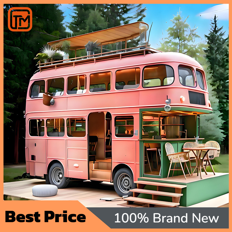 Coffee Tea & Espresso Appliances - 【Новый дизайн】Розовая двухэтажная тележка-автобус из кованого