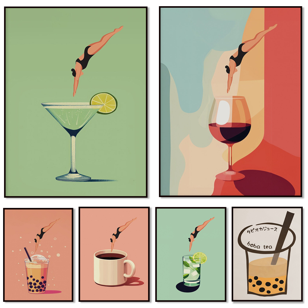 Coffee Tea Picture - Настенное искусство вина, джина и тоник,